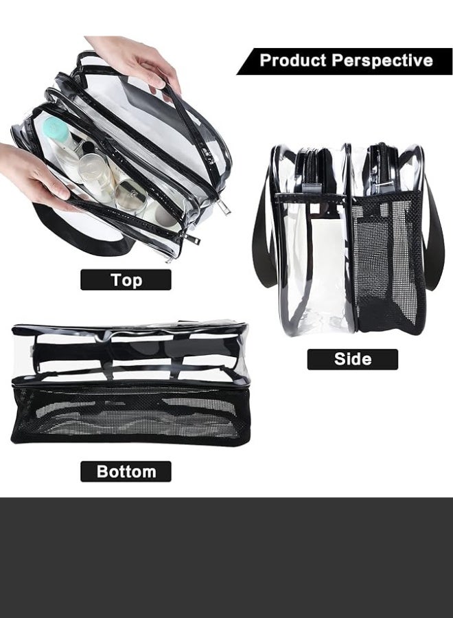 ترنز حقيبة مكياج شفافة كبيرة مع قسمين منفصلين لحفظ وتنظيم أدوات المكياج - Z02 - Image 3